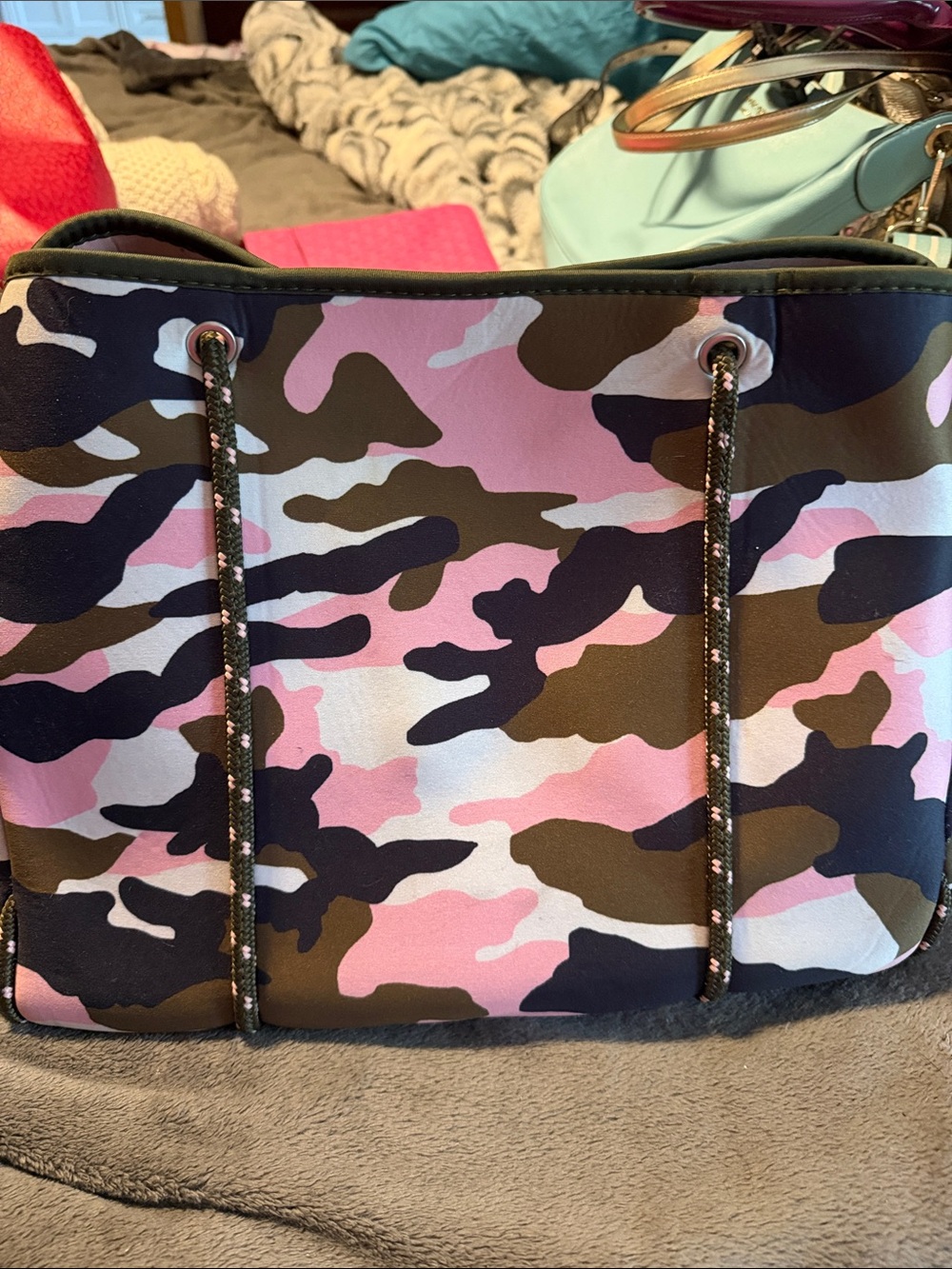 Pink & Olive Camo Tote Bag - Picture 2 of 4
